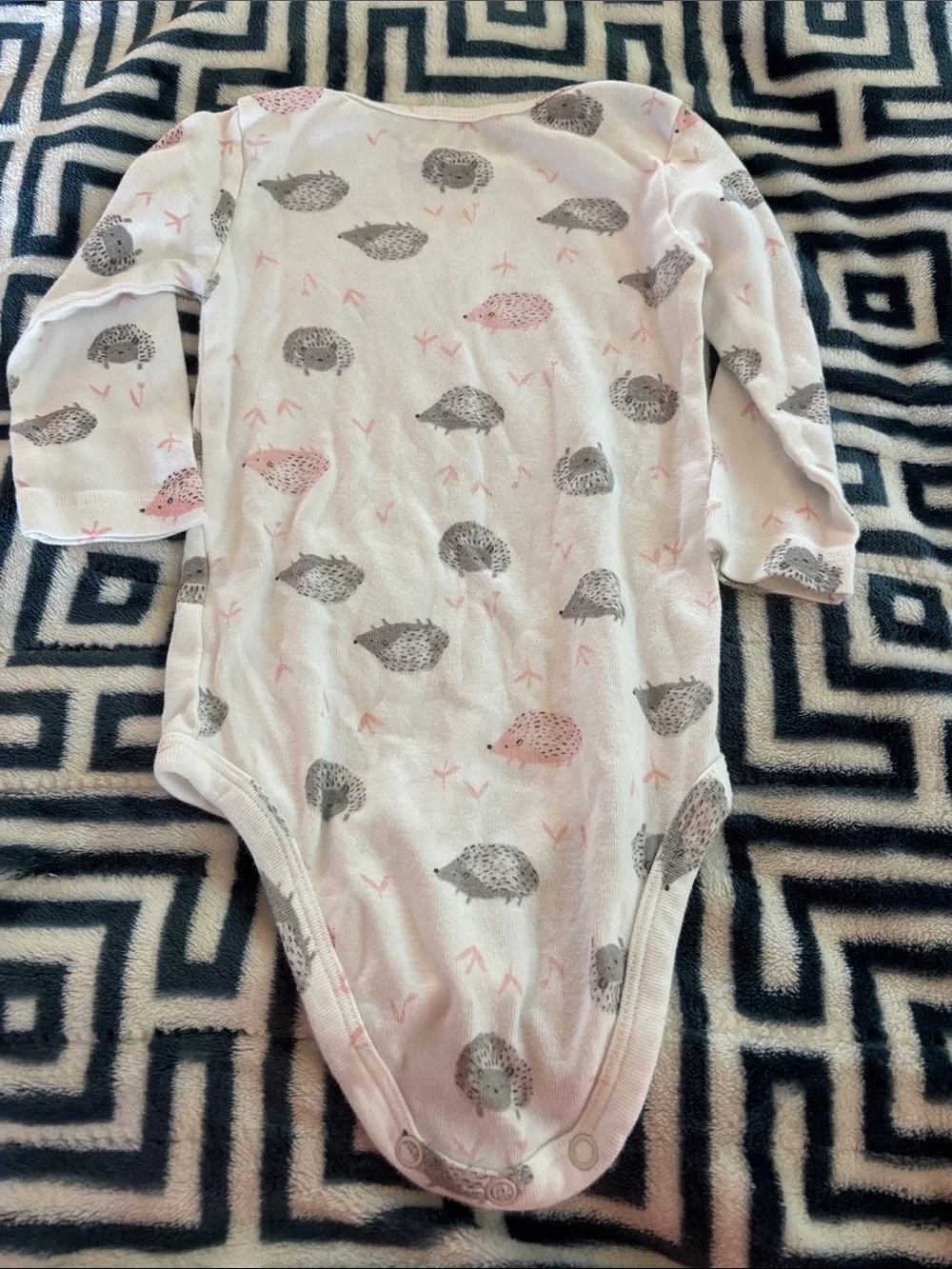 Carter's Pink & Gray Hedgehog Long-Sleeve Baby One-Piece Bodysuit